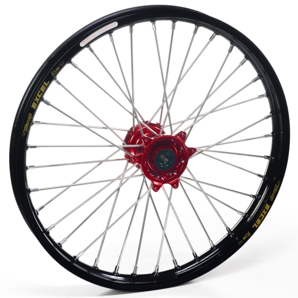 Haan Wheels, Komplett Hjul, 1,60, 21", FRAM, SVART RÖD, KTM 16-21 450 EXC-F, 15-21 450 SX-F, 18-21 250 EXC TPI/300 EXC TPI, 16-17 250 EXC/300 EXC, 16-21 250 EXC-F, 15-21 250 SX/250 SX-F, 16-21 350 EXC-F, 15-21 350 SX-F, 16 125 EXC/200 EXC/500 EXC, 15-21 1