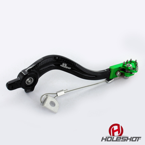 Holeshot, Bromspedal Flex Tip, SVART GRÖN, Kawasaki 19-21 KX450, 06-18 KX450F