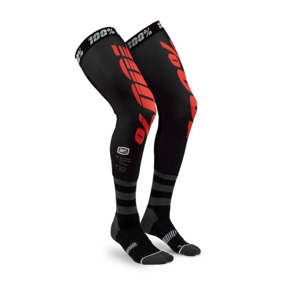 100%, REV Knee Brace Performance Moto Socks, SVART RÖD