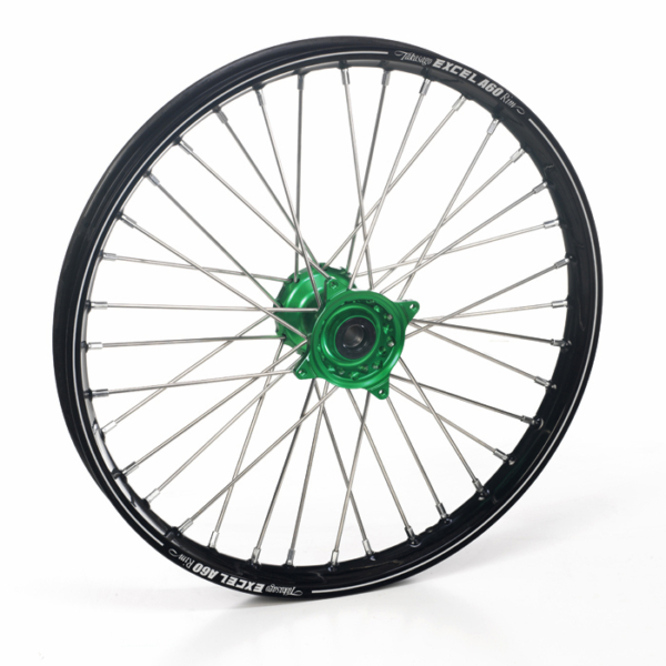 Haan Wheels, Komplett Hjul A60, 1,60, 21", FRAM, SVART GRÖN, Kawasaki 19-21 KX450, 21 KX250