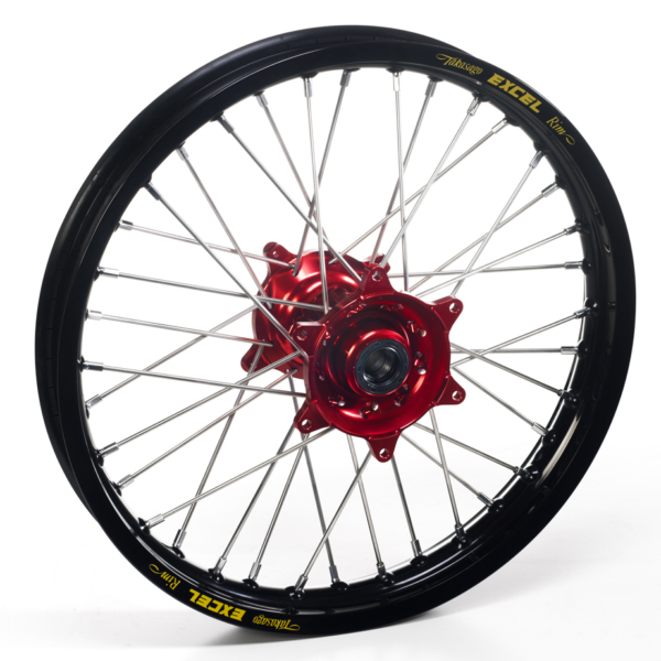 Haan Wheels, Komplett Hjul, 1,85, 19", BAK, SVART RÖD, Kawasaki 19-21 KX450, 06-18 KX450F, 03-08 KX250, 19-21 KX250, 04-18 KX250F, 03-08 KX125