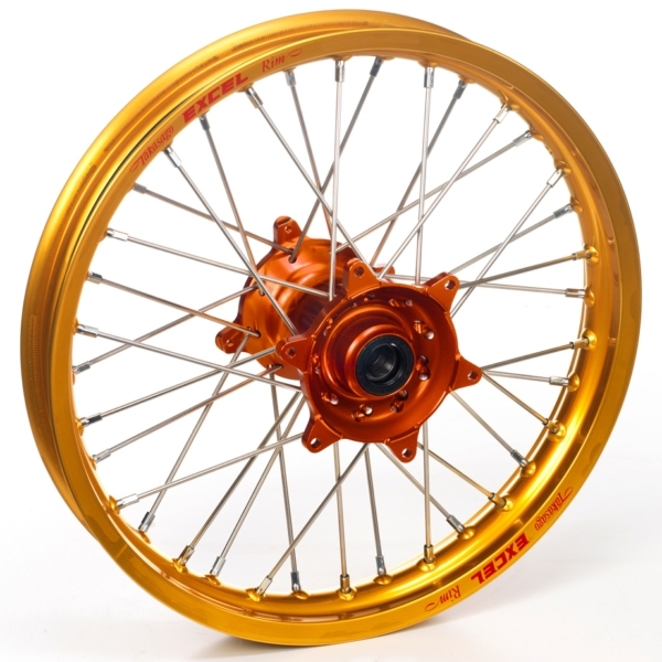 Haan Wheels, Komplett Hjul, 1,85, 16", BAK, ORANGE GULD, KTM 21 85 SX, Husqvarna 21 TC 85, GasGas 21 MC 85