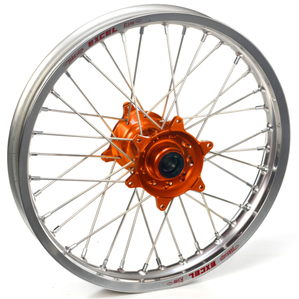 Haan Wheels, Komplett Hjul, 2,15, 19", BAK, SILVER ORANGE, KTM 16-21 450 EXC-F, 13-21 450 SX-F, 18-21 250 EXC TPI/300 EXC TPI, 16-17 250 EXC/300 EXC, 16-21 250 EXC-F, 13-21 250 SX/250 SX-F, 16-21 350 EXC-F, 13-21 350 SX-F, 16 125 EXC/200 EXC/500 EXC, 13-2
