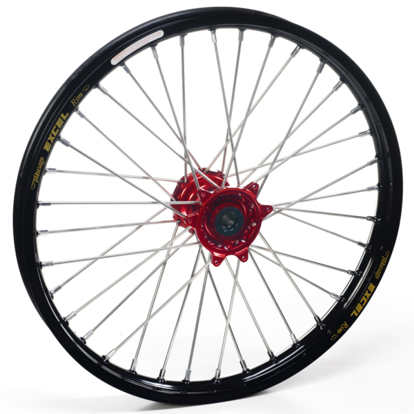 Haan Wheels, Komplett Hjul, 1,40, 19", FRAM, SVART RÖD, Suzuki 02-21 RM85, 97-01 RM80