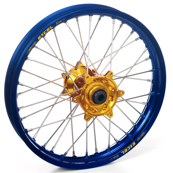 Haan Wheels, Komplett Hjul, 1,40, 19", FRAM, BLÅ GULD, Suzuki 02-21 RM85, 97-01 RM80
