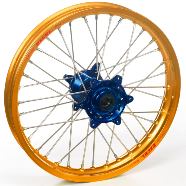 Haan Wheels, Komplett Hjul, 2,15, 18", BAK, BLÅ GULD, KTM 03-21 450 EXC-F, 03-12 450 SX-F, 18-21 250 EXC TPI/300 EXC TPI, 95-17 250 EXC/300 EXC, 03-21 250 EXC-F, 95-12 250 SX, 03-12 250 SX-F, 10-21 350 EXC-F, 10-12 350 SX-F, 95-16 125 EXC, 95-12 125 SX, 0