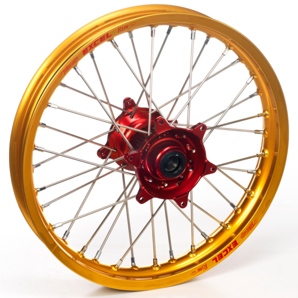 Haan Wheels, Komplett Hjul, 1,85, 19", BAK, GULD RÖD, Suzuki 05-21 RM-Z450, 07-21 RM-Z250
