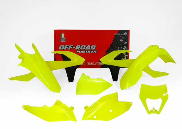 Rtech, Plastkit, NEON GUL, KTM 17-19 450 EXC-F, 18-19 250 EXC TPI/300 EXC TPI, 17 250 EXC/300 EXC, 17-19 250 EXC-F, 17-19 350 EXC-F, 17-19 125 XC-W/150 XC-W/500 EXC-F