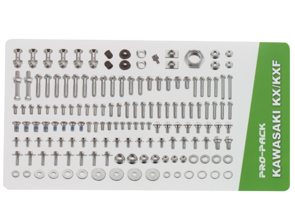 Holeshot, Komplett Skruvkit, Kawasaki 07-16 KLX450, 19-21 KX450, 06-18 KX450F, 99-08 KX250, 19-21 KX250, 04-18 KX250F, 99-03 KDX125/KDX200/KDX220/KX500, 99-08 KX125, 01-21 KX85, 00-21 KX65, 08-13 KLX140, 03-06 KLX400 SR, R, 99-16 KX100, 99-00 KX80