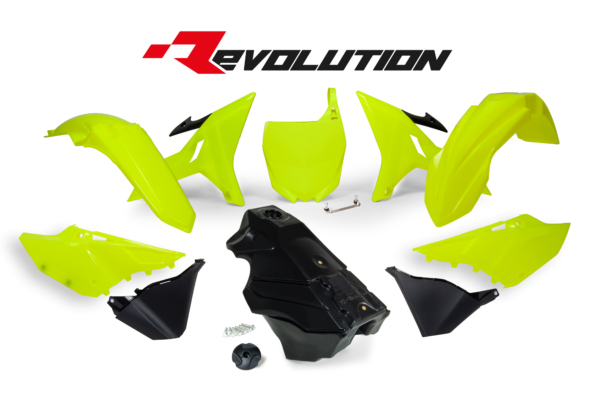 Rtech, Plastkit REVOLUTION, NEON GUL, Yamaha 16-19 WR250, 02-21 YZ250, 02-21 YZ125