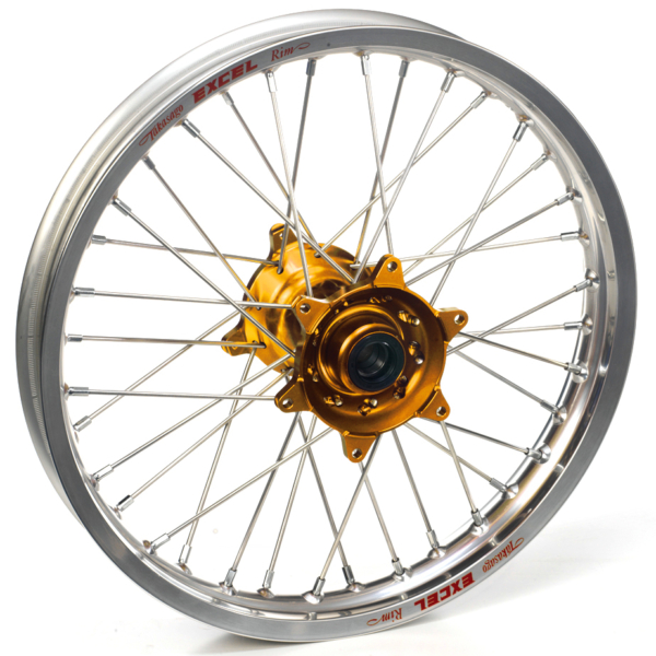 Haan Wheels, Komplett Hjul, 1,40, 19", FRAM, SILVER GULD, Kawasaki 01-25 KX85, 97-00 KX80