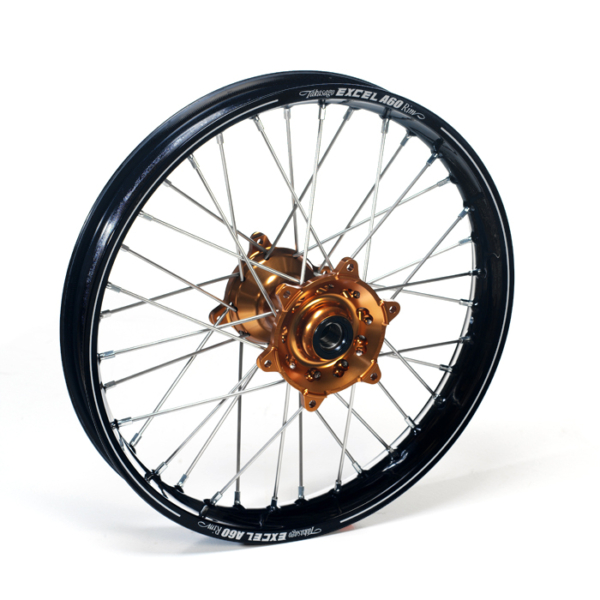 Haan Wheels, Komplett Hjul A60, 2,15, 19", BAK, BRONS SVART, KTM 23-25 450 SX-F, 23-25 250 SX/250 SX-F, 23-25 350 SX-F, 23-25 125 SX/300 SX, 25 150 SX, Husqvarna 23-24 FC 450, 23-24 FC 250/TC 250, 23-24 FC 350, 23-24 TC 125, GasGas 24 MC 450F, 24 MC 250/M