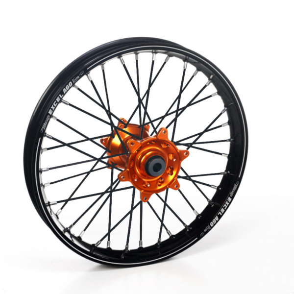 Haan Wheels, Komplett Hjul A60, 2,15, 19", BAK, SVART ORANGE, KTM 03-23 450 EXC-F, 03-12 450 SX-F, 18-22 250 EXC TPI/300 EXC TPI, 95-17 250 EXC/300 EXC, 23 250 EXC/300 EXC, 03-23 250 EXC-F, 95-12 250 SX, 03-12 250 SX-F, 10-20 350 EXC-F, 10-12 350 SX-F, 95