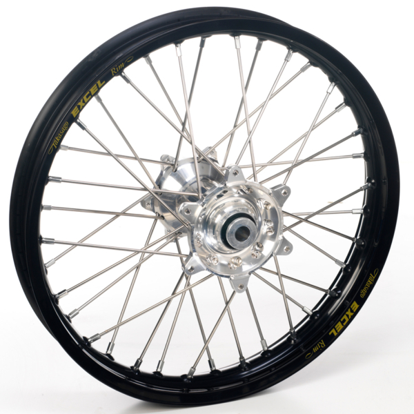 Haan Wheels, Komplett Hjul A60, 2,15, 19", BAK, SILVER SVART, KTM 23-25 450 SX-F, 23-25 250 SX/250 SX-F, 23-25 350 SX-F, 23-25 125 SX/300 SX, 25 150 SX, Husqvarna 23-24 FC 450, 23-24 FC 250/TC 250, 23-24 FC 350, 23-24 TC 125, GasGas 24 MC 450F, 24 MC 250/