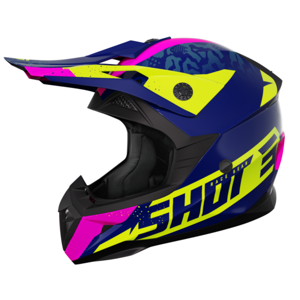 Shot, HJÄLM PULSE KID AIRFIT BLUE NEON YELLOW PINK GLOSSY, BARN, M
