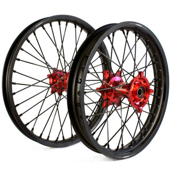 Holeshot, Komplett Hjulset, 1,85/1,60, 16/19", BAK FRAM, MATT SVART RÖD